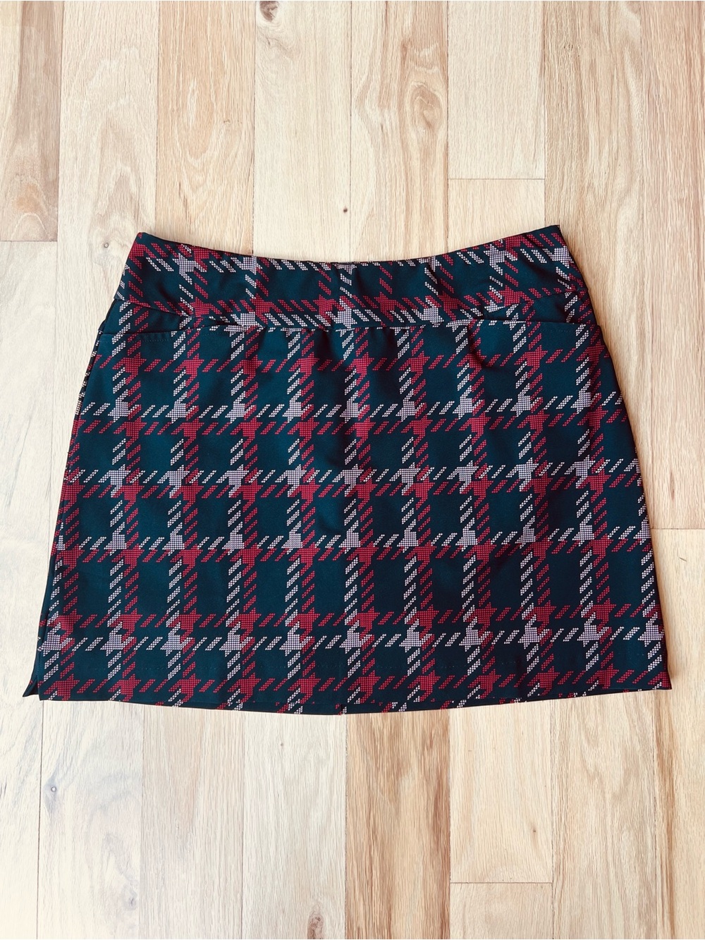 Tail Women’s Golf Skort Navy Gray Red Houndstooth Stretch Athletic Skirt Size 14